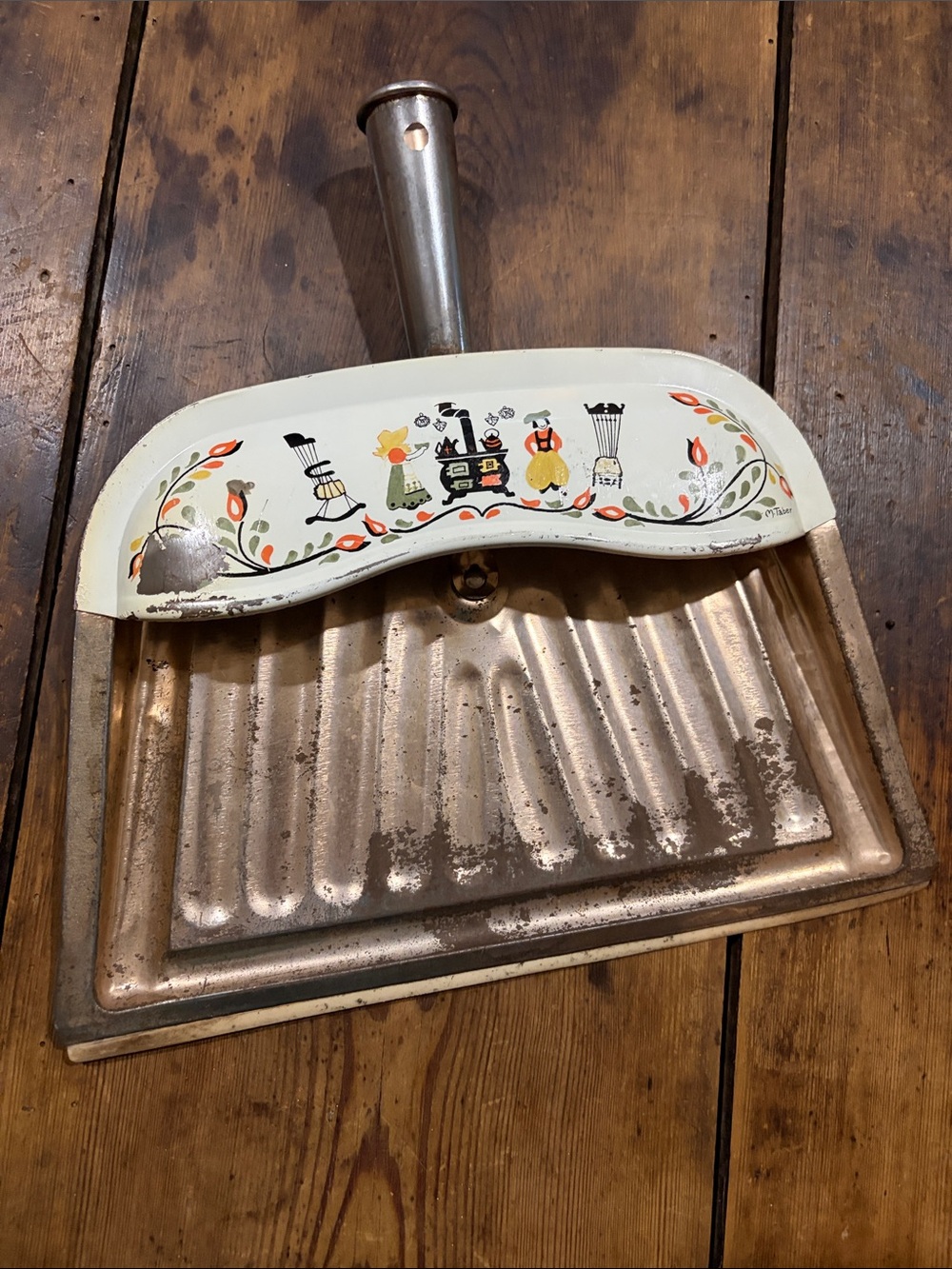 Vintage JV Reed Metal Dustpan Louisville USA M. Taber - Picture 1 of 5